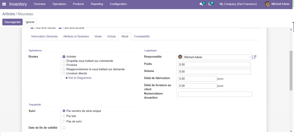 Activation du suivi dans des articles 