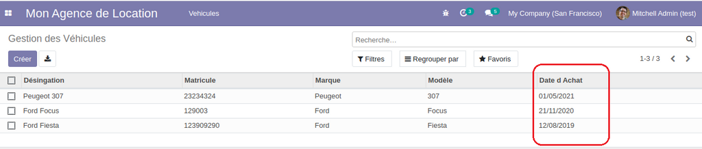 Application attributs de base ODoo