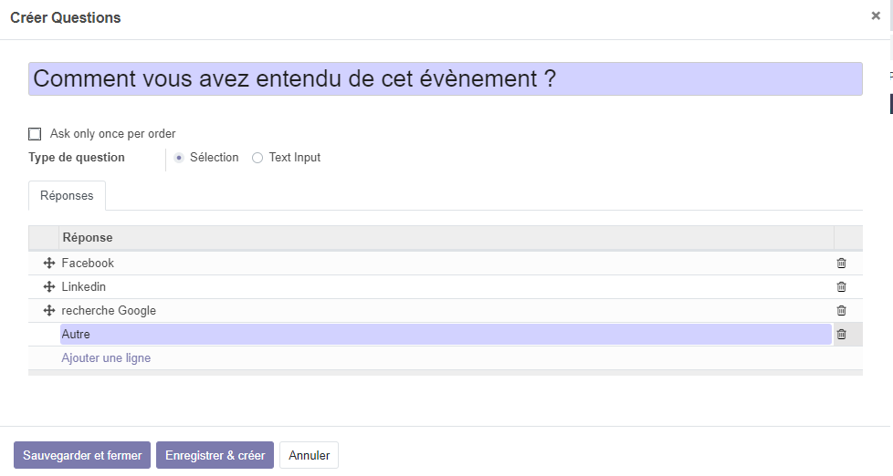Question Evènement 