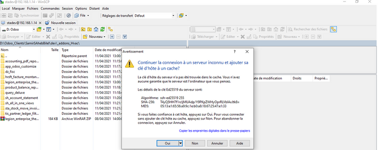 Accès par mot de passe ssh winscp