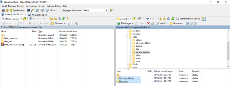 Transfert ftp Winscp Odoo