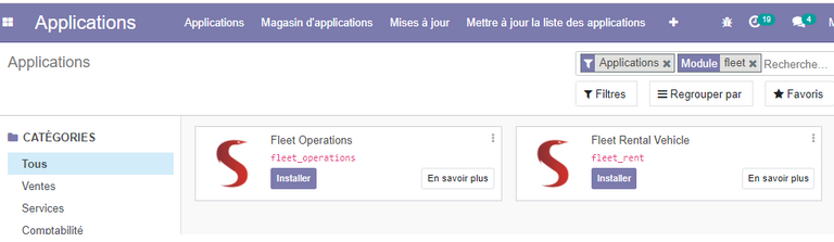 Chercher application Odoo
