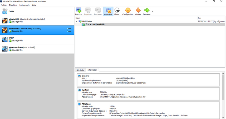 BirtualBox pour Odoo