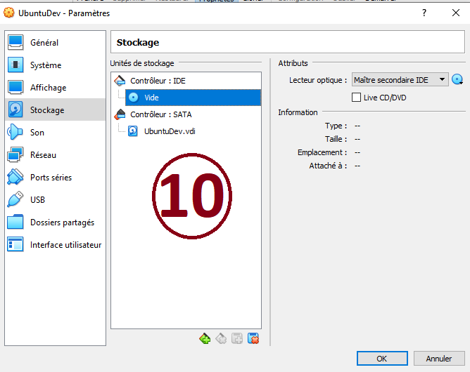Config machine Vbox image disque