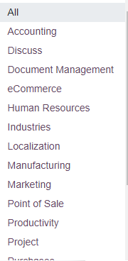 Catégorie Applications Odoo