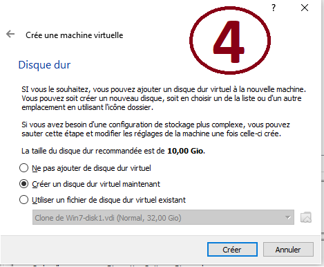 Céer un disque virtuel
