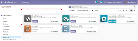 Installer Email marketing Odoo