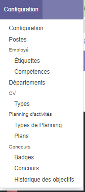 Configurations application employé