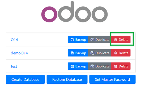 Supression d'une base de donnée Odoo Supression d'une base de donnée Odoo