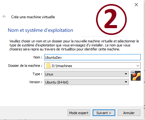Nom machine VirtualBox