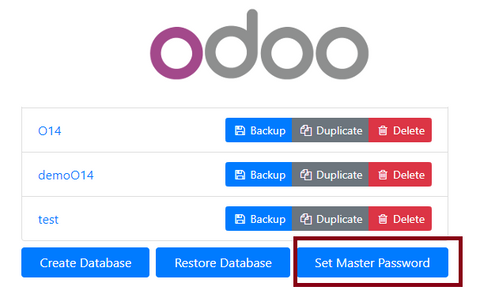 Définir le MasterPAssword Odoo Définir le MasterPAssword Odoo