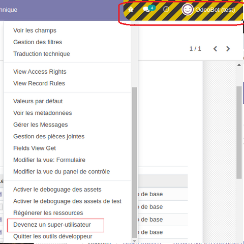 Activer Superutilisateur Odoo